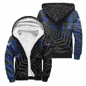 Edmonstone Crest Tartan Sherpa Hoodie with New Zealand Silver Fern Half Style