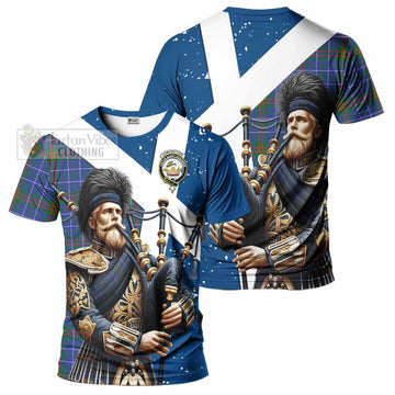 Edmonstone Tartan T-Shirt with Family Crest Scottish Bagpiper Vibes