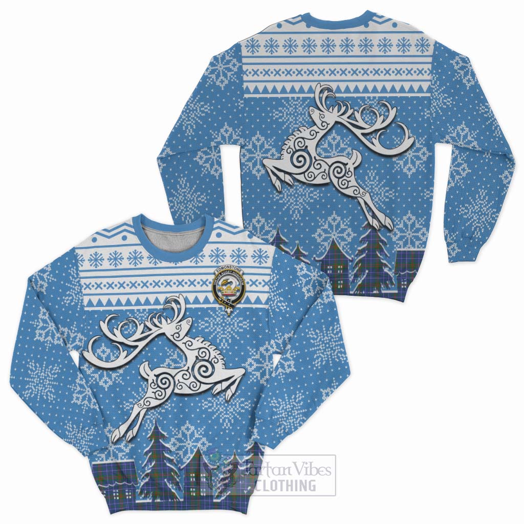 Tartan Vibes Clothing Edmonstone Clan Christmas Sweatshirt Celtic Reindeer Style