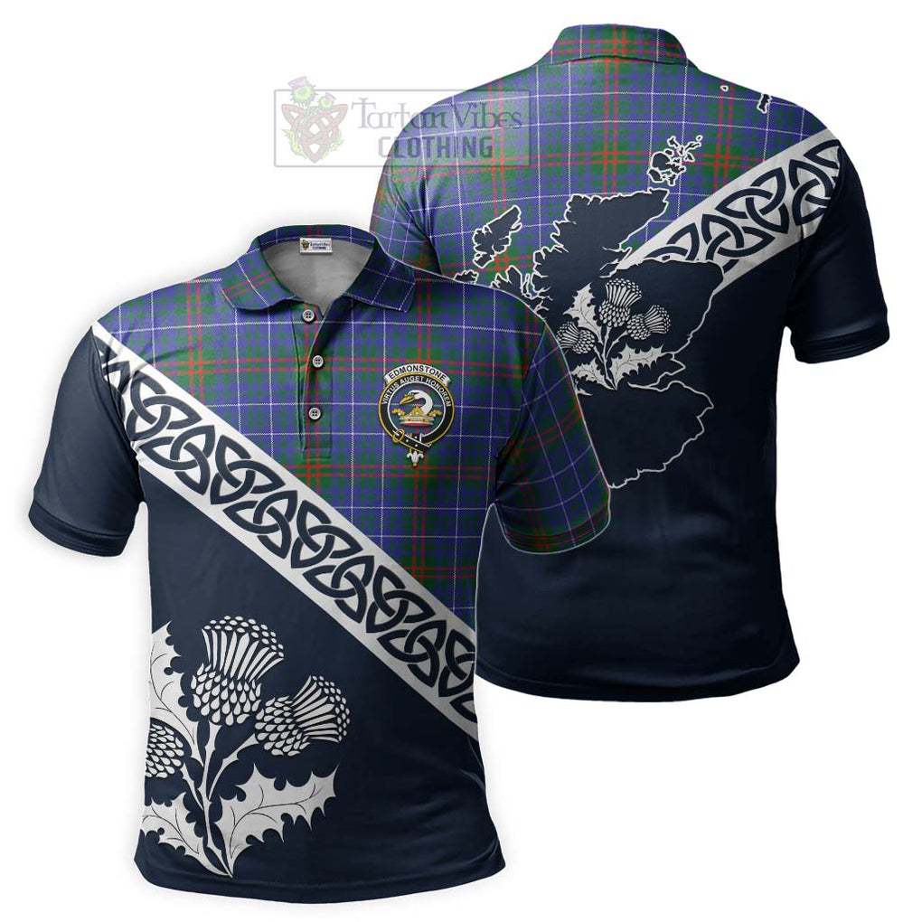 Edmonstone Tartan Polo Shirt Featuring Thistle and Scotland Map Kid - Tartanvibesclothing Store