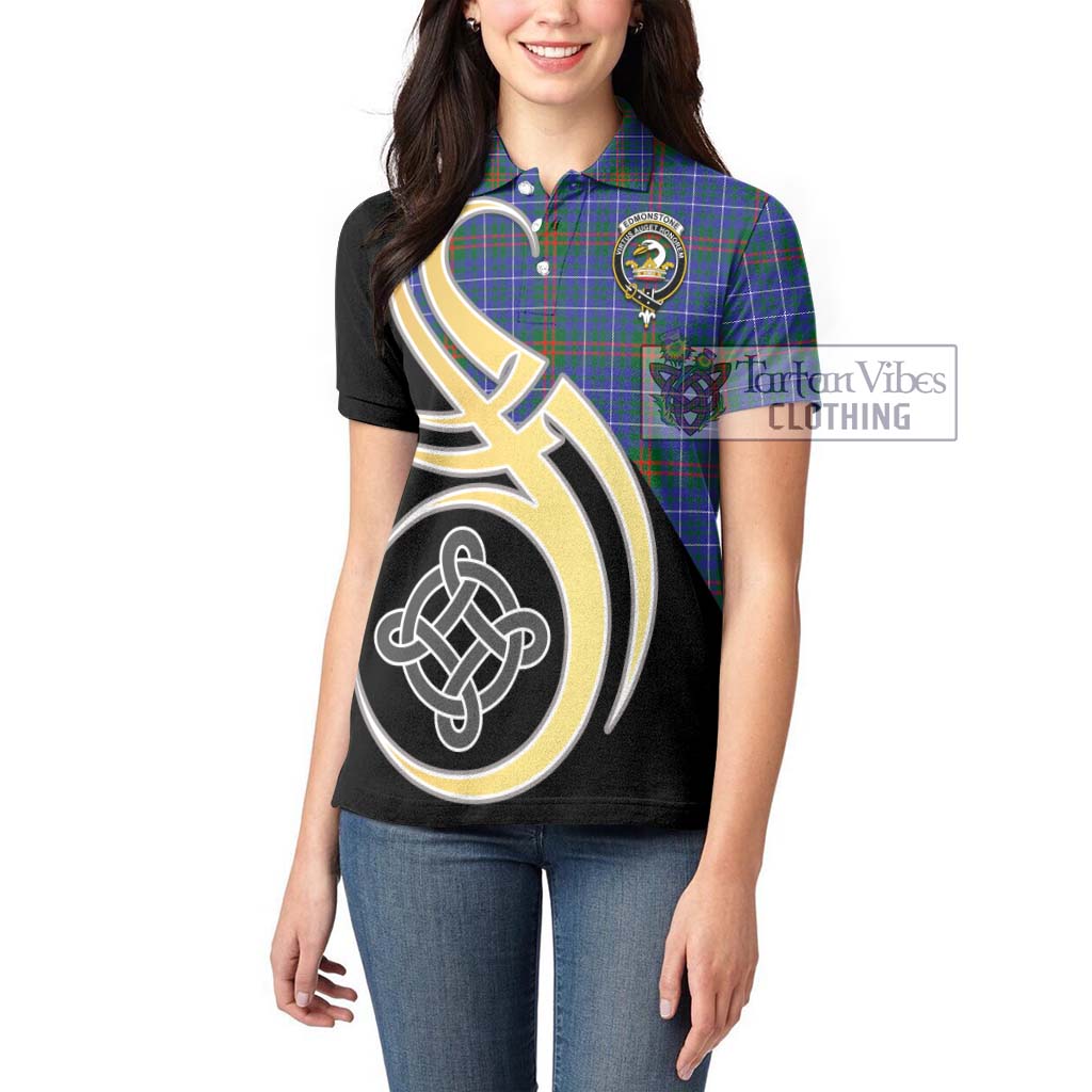 Edmonstone Tartan Women's Polo Shirt with Family Crest and Celtic Symbol Style Women - Tartan Vibes Clothing