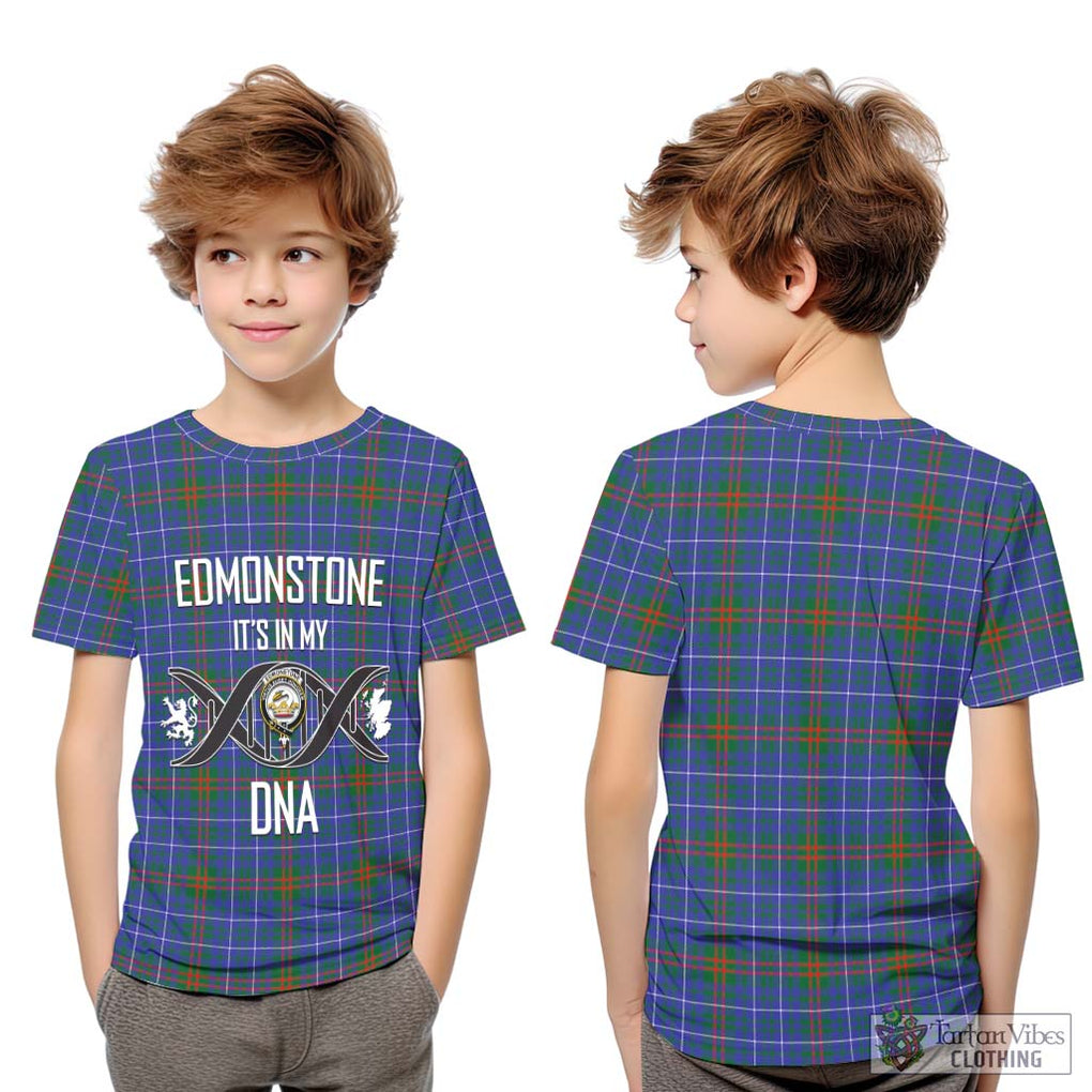 Edmonstone Tartan Kid T-Shirt with Family Crest DNA In Me Style Youth XL Size14 - Tartanvibesclothing Shop