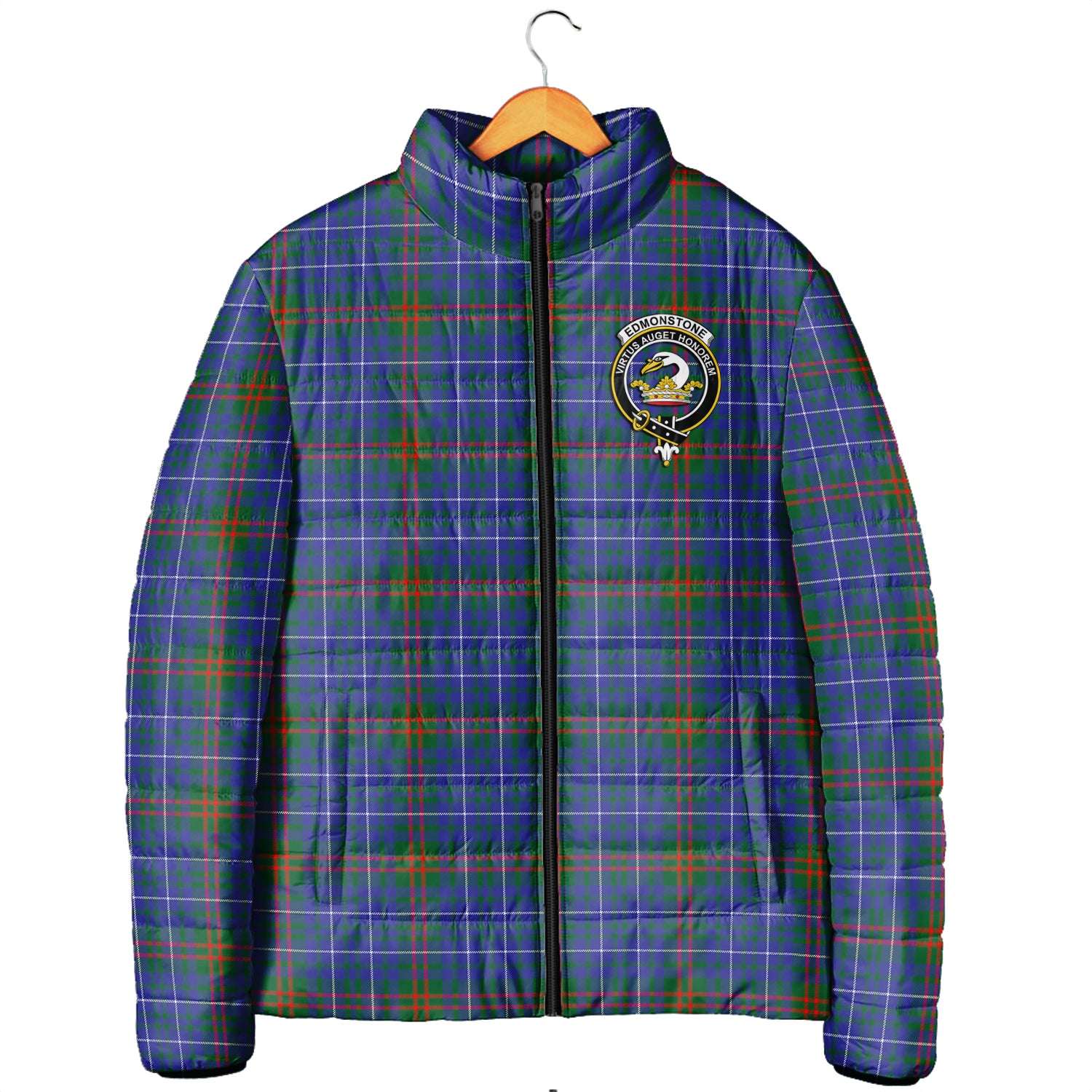 Edmonstone Tartan Padded Jacket with Family Crest Men's Padded Jacket - Tartan Vibes Clothing