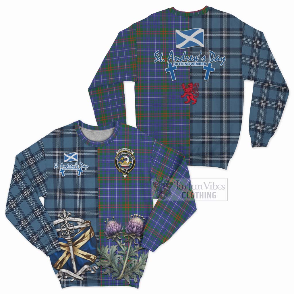 Tartan Vibes Clothing Edmonstone Tartan Sweatshirt Happy St. Andrew's Day Half Tartan Style