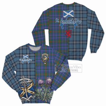 Edmonstone Tartan Sweatshirt Happy St. Andrew's Day Half Tartan Style