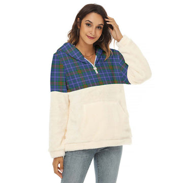 Edmonstone Tartan Women's Borg Fleece Hoodie With Half Zip