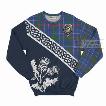 Edmonstone Tartan Sweatshirt Featuring Thistle and Scotland Map