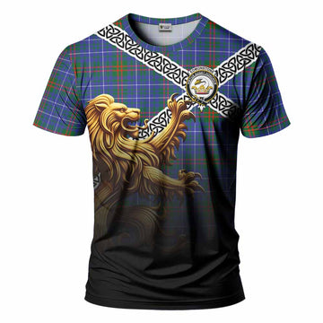 Edmonstone Crest Tartan T-Shirt with Golden Lion Emblem Celtic Style Kid's Shirt - Tartan Vibes Clothing