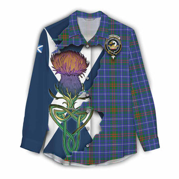 Edmonstone Tartan Family Crest Women's Casual Shirt Scottish Thistle Celtic Inspired Female - Tartan Vibes Clothing