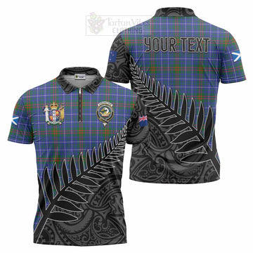 Edmonstone Crest Tartan Zipper Polo Shirt with New Zealand Silver Fern Half Style Unisex - Tartan Vibes Clothing