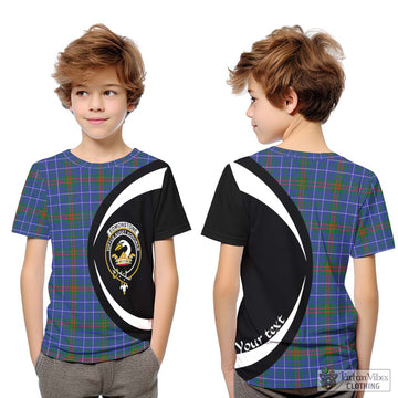 Edmonstone Tartan Kid T-Shirt with Family Crest Circle Style