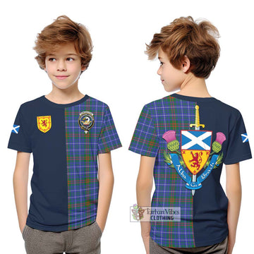 Edmonstone Tartan Kid T-Shirt Alba with Scottish Lion Royal Arm Half Style