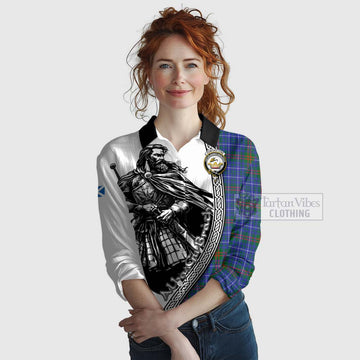 Edmonstone Tartan Clan Crest Women's Casual Shirt with Highlander Warrior Celtic Style