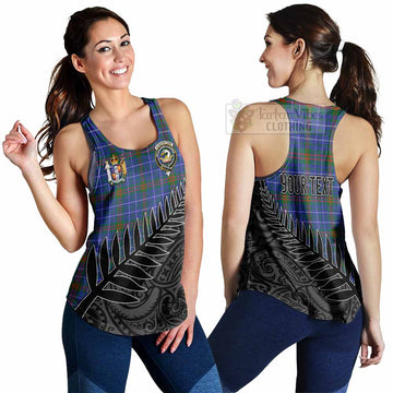 Edmonstone Crest Tartan Women's Racerback Tanks with New Zealand Silver Fern Half Style