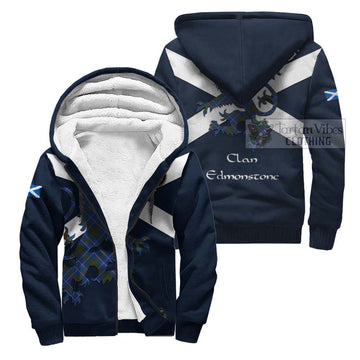 Edmonstone Tartan Lion Rampant Sherpa Hoodie  Proudly Display Your Heritage with Alba Gu Brath and Clan Name