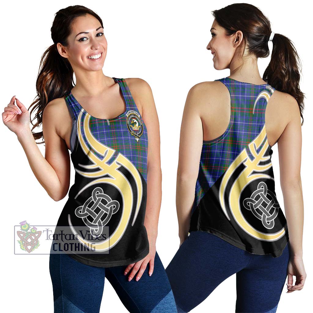 Edmonstone Tartan Women's Racerback Tanks with Family Crest and Celtic Symbol Style 4XL - Tartan Vibes Clothing