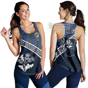 Edmonstone Tartan Women's Racerback Tanks Featuring Thistle and Scotland Map 4XL - Tartan Vibes Clothing