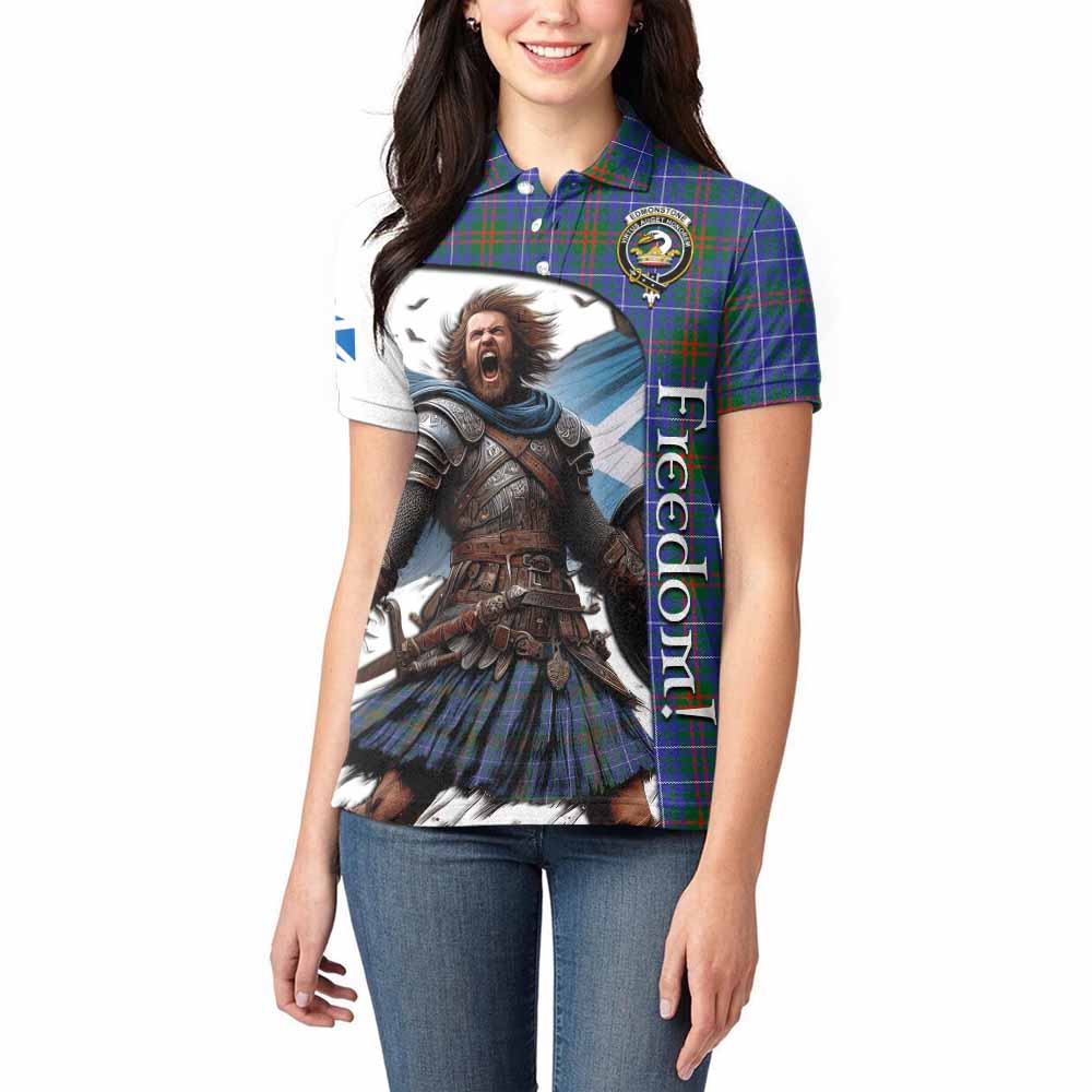 Tartan Vibes Clothing Edmonstone Crest Tartan Women's Polo Shirt Inspired by the Freedom of Scottish Warrior