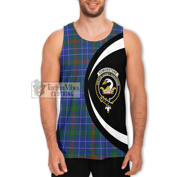 Edmonstone Tartan Men's Tank Top with Family Crest Circle Style