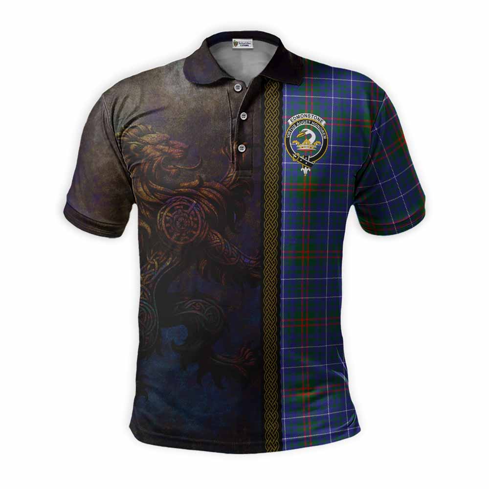 Edmonstone Tartan Family Crest Polo Shirt Alba Gu Brath Be Brave Lion Ancient Style Kid - Tartan Vibes Clothing