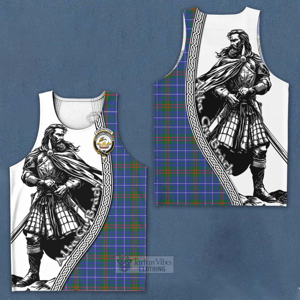 Tartan Vibes Clothing Edmonstone Tartan Clan Crest Men's Tank Top with Highlander Warrior Celtic Style