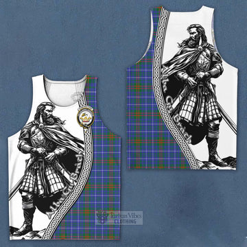 Edmonstone Tartan Clan Crest Men's Tank Top with Highlander Warrior Celtic Style