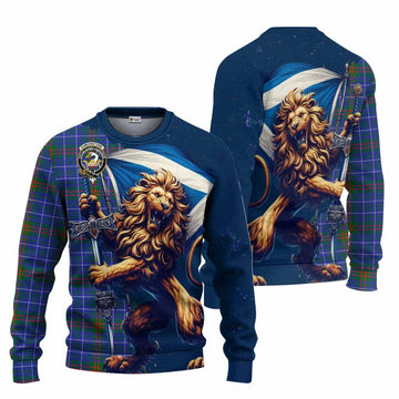 Edmonstone Tartan Family Crest Knitted Sweater with Scottish Majestic Lion Unisex - Tartan Vibes Clothing