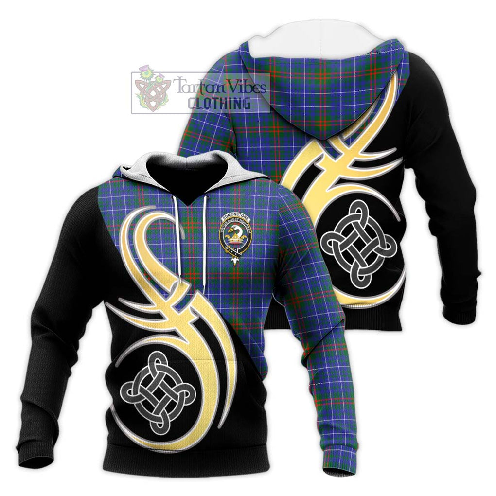 Edmonstone Tartan Knitted Hoodie with Family Crest and Celtic Symbol Style Unisex Knitted Pullover Hoodie - Tartan Vibes Clothing