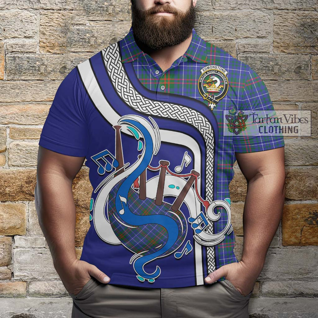 Tartan Vibes Clothing Edmonstone Tartan Polo Shirt with Epic Bagpipe Style