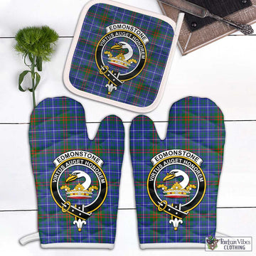 Edmonstone Tartan Combo Oven Mitt & Pot-Holder with Family Crest White - Tartan Vibes Clothing