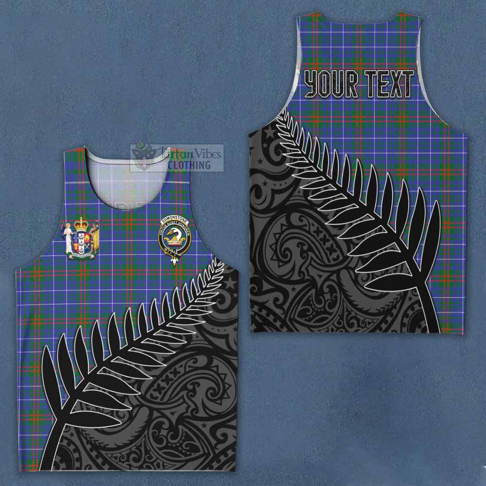 Tartan Vibes Clothing Edmonstone Crest Tartan Men's Tank Top with New Zealand Silver Fern Half Style