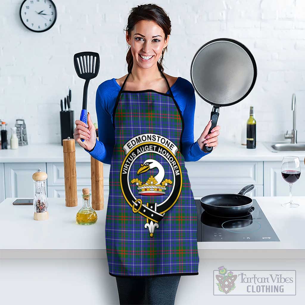 Edmonstone Tartan Apron with Family Crest Black - Tartan Vibes Clothing