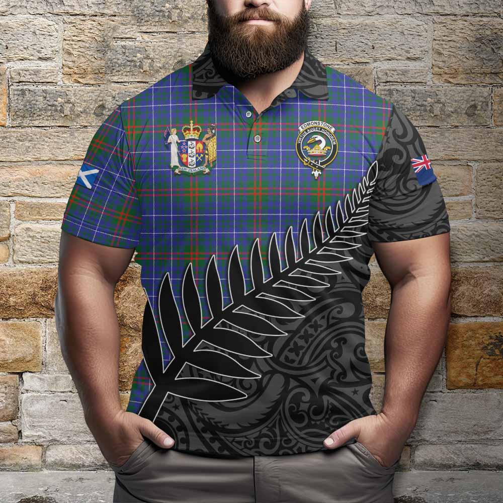 Edmonstone Crest Tartan Polo Shirt with New Zealand Silver Fern Half Style