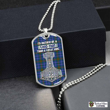 Edmonstone Tartan Dog Tag Necklace Viking Mjolnir Style Silver No - Tartan Vibes Clothing