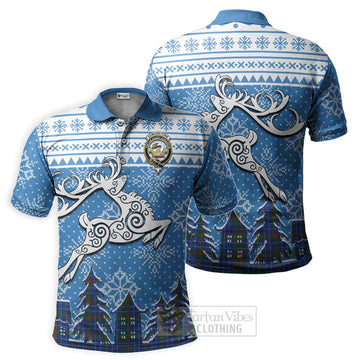 Edmonstone Clan Christmas Polo Shirt Celtic Reindeer Style