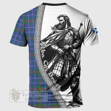 Edmonstone Tartan Clan Crest T-Shirt with Highlander Warrior Celtic Style