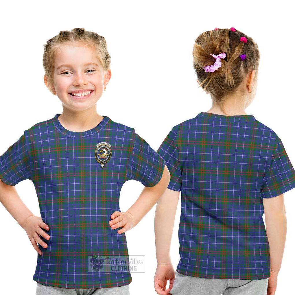 Edmonstone Tartan Kid T-Shirt with Family Crest - Tartanvibesclothing Shop