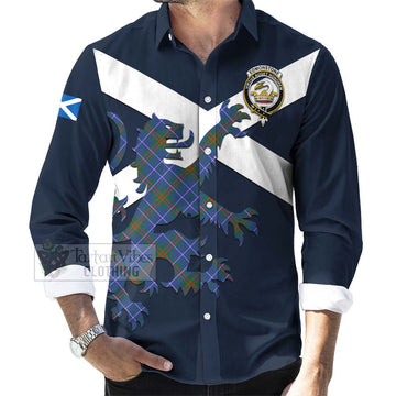 Edmonstone Tartan Lion Rampant Long Sleeve Button Shirt Proudly Display Your Heritage with Alba Gu Brath and Clan Name Men's Shirt - Tartan Vibes Clothing