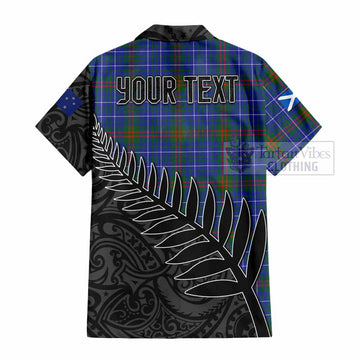 Edmonstone Crest Tartan Hawaiian Shirt with New Zealand Silver Fern Half Style - Tartan Vibes Clothing