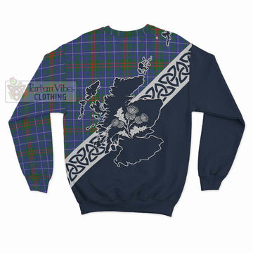 Edmonstone Tartan Sweatshirt Featuring Thistle and Scotland Map