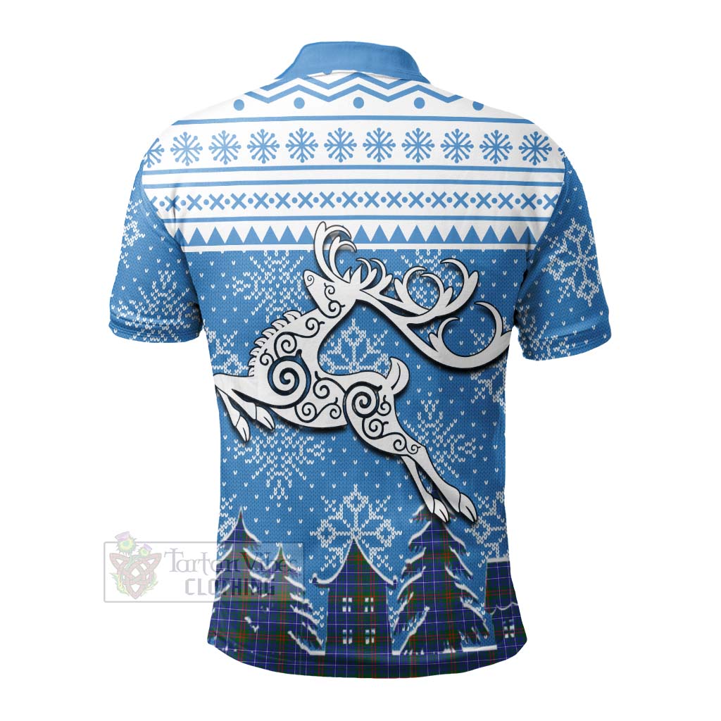 Tartan Vibes Clothing Edmonstone Clan Christmas Polo Shirt Celtic Reindeer Style