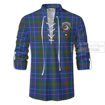 Edmonstone Tartan Ghillie Kilt Shirt with Family Crest and Bearded Skull Holding Bottles of Whiskey - Tartan Vibes Clothing