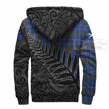 Edmonstone Crest Tartan Sherpa Hoodie with New Zealand Silver Fern Half Style