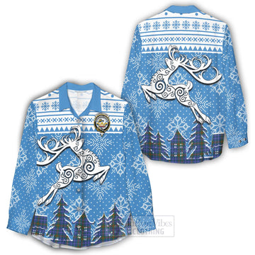 Edmonstone Clan Christmas Women's Casual Shirt Celtic Reindeer Style