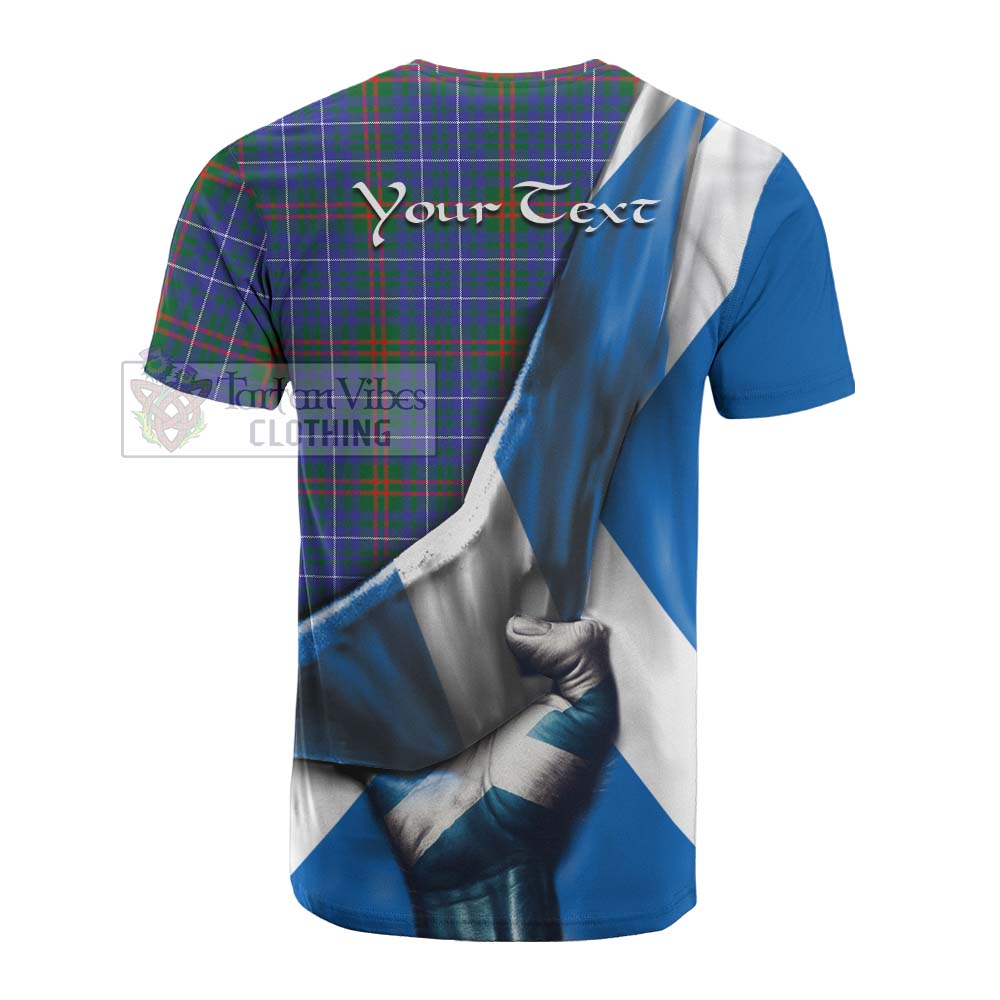 Tartan Vibes Clothing Edmonstone Tartan Cotton T-shirt with Family Crest Scotland Patriotic Style