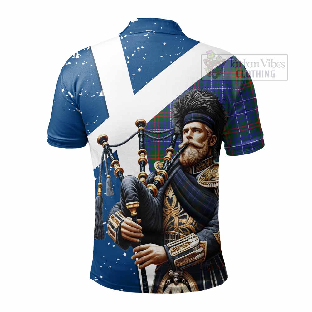 Tartan Vibes Clothing Edmonstone Tartan Polo Shirt with Family Crest Scottish Bagpiper Vibes