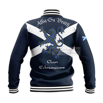 Edmonstone Tartan Lion Rampant Baseball Jacket Proudly Display Your Heritage with Alba Gu Brath and Clan Name - Tartan Vibes Clothing