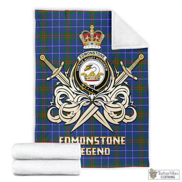 Edmonstone Tartan Blanket with Clan Crest and the Golden Sword of Courageous Legacy