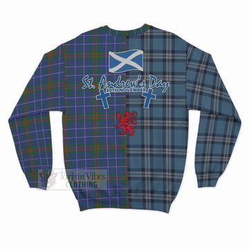 Edmonstone Tartan Sweatshirt Happy St. Andrew's Day Half Tartan Style