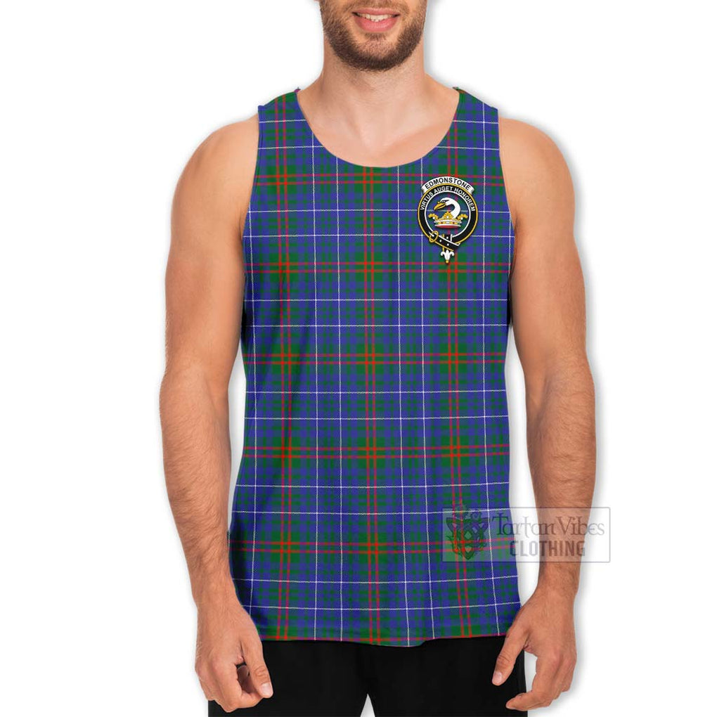 Tartan Vibes Clothing Edmonstone Tartan Men's Tank Top with Family Crest Celtic Skull Style